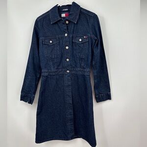 Tommy Hilfiger Denim Blue Jean Shirt Dress Sz Small Made In Hong Kong